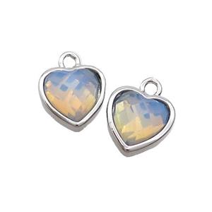 White Opalite Heart Pendant Platinum Plated, approx 11mm [GM19395]