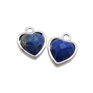 Blue Lapis Lazuli Heart Pendant Platinum Plated, approx 11mm [GM19397]