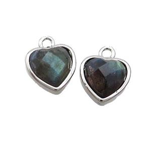 Labradorite Heart Pendant Platinum Plated, approx 11mm [GM19398]