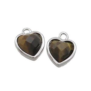 Tiger Eye Stone Heart Pendant Platinum Plated, approx 11mm [GM19399]