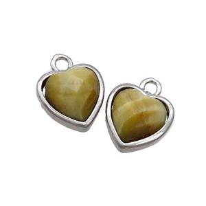 Golden Tiger Eye Stone Heart Pendant Platinum Plated, approx 11mm [GM19400]