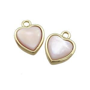 White Pearlized Shell Heart Pendant Gold Plated, approx 11mm [GM19405]