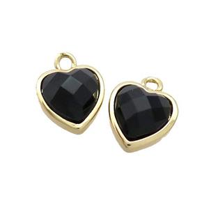 Black Onyx Agate Heart Pendant Gold Plated, approx 11mm [GM19408]