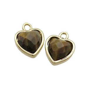 Natural Tiger Eye Stone Heart Pendant Gold Plated, approx 11mm [GM19412]