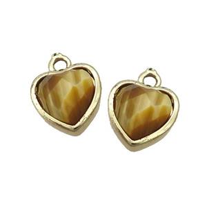 Golden Tiger Eye Stone Heart Pendant Gold Plated, approx 11mm [GM19413]