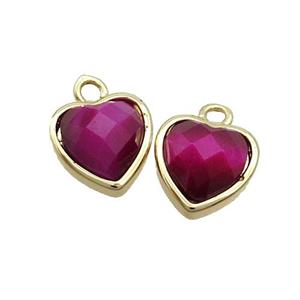 Fuchsia Tiger Eye Stone Heart Pendant Gold Plated, approx 11mm [GM19414]