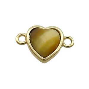Golden Tiger Eye Stone Heart Connector Gold Plated, approx 11mm [GM19423]