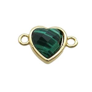 Green Tiger Eye Stone Heart Connector Gold Plated, approx 11mm [GM19426]