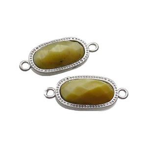 Golden Tiger Eye Stone Oval Connector Platinum Plated, approx 9-16mm [GM19428]