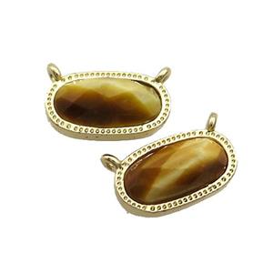 Golden Tiger Eye Stone Oval Pendant 2loops Gold Plated, approx 9-16mm [GM19443]