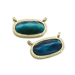 Blue Tiger Eye Stone Oval Pendant 2loops Gold Plated, approx 9-16mm [GM19446]