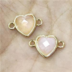 Rose Quartz Heart Connector Gold Plated, approx 11-12mm [GM19448]