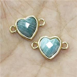 Green Amazonite Heart Connector Gold Plated, approx 11-12mm [GM19449]