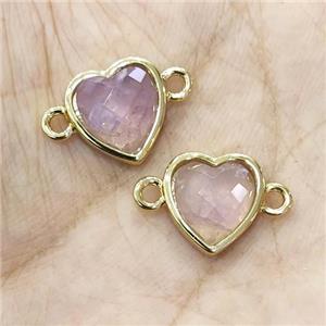 Purple Amethyst Heart Connector Gold Plated, approx 11-12mm [GM19450]