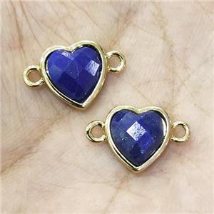 Blue Lapis Lazuli Heart Connector Gold Plated, approx 11-12mm [GM19451]