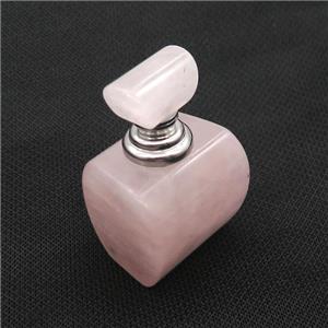 Pink Rose Quartz Perfume Bottle Pendant, approx 30x40x60mm [GM19457]