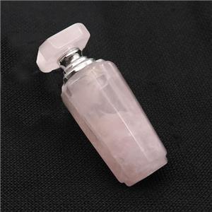 Pink Rose Quartz Perfume Bottle Pendant, approx 30-70mm [GM19469]
