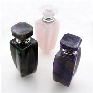 Mix Gemstone Perfume Bottle Pendant, approx 25x30-80mm [GM19480]