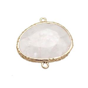 White Crystal Quartz Connector Oval Gold Plated, approx 18-22mm [GM19486]