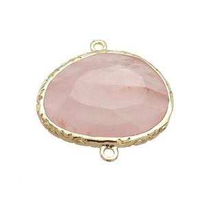 Pink Rose Quartz Connector Oval Gold Plated, approx 18-22mm [GM19487]