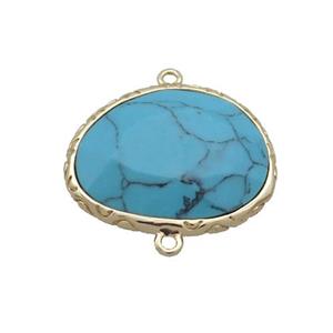 Synthetic Blue Turquoise Connector Oval Gold Plated, approx 18-22mm [GM19490]