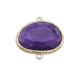 Purple Jade Connector Dye Oval Gold Plated, approx 18-22mm [GM19492]