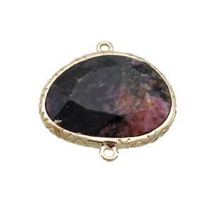 Pink Rhodonite Connector Oval Gold Plated, approx 18-22mm [GM19493]