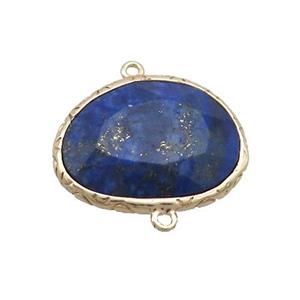 Natural Lapis Lazuli Connector Oval Gold Plated, approx 18-22mm [GM19494]