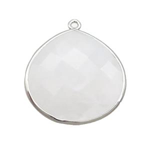White Crystal Quartz Teardrop Pendant Platinum Plated, approx 25mm [GM19496]