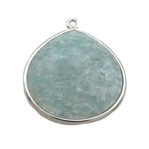 Green Amazonite Teardrop Pendant Platinum Plated, approx 25mm [GM19498]
