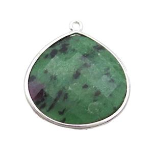Ruby Zoisite Teardrop Pendant Green Platinum Plated, approx 25mm [GM19500]