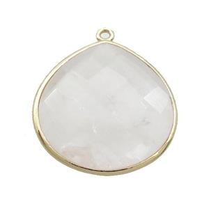 White Crystal Quartz Teardrop Pendant Gold Plated, approx 25mm [GM19503]