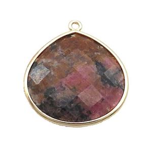 Pink Rhodonite Teardrop Pendant Gold Plated, approx 25mm [GM19507]