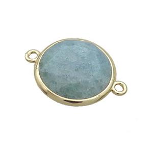 Green Quartz Circle Connector Faceted Gold Plated, approx 18mm dia [GM19513]