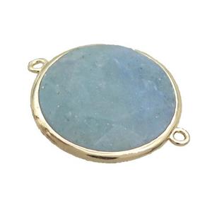 Green Quartz Circle Connector Faceted Gold Plated, approx 25mm dia [GM19519]