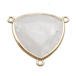White Crystal Quartz Triangle Pendant 3loops Gold Plated, approx 25mm [GM19526]