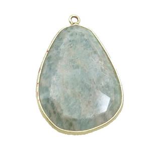Green Amazonite Teardrop Pendant Gold Plated, approx 22-33mm [GM19539]