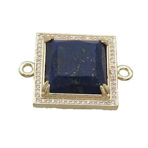 Copper Square Connector Pave Lapis Gold Plated, approx 25mm [GM19540]