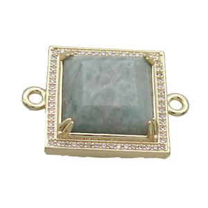 Copper Square Connector Pave Amazonite Gold Plated, approx 25mm [GM19541]