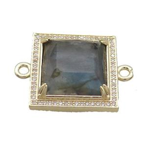Copper Square Connector Pave Labradorite Gold Plated, approx 25mm [GM19542]