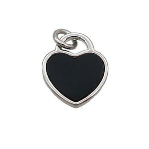 Copper Heart Pendant Pave Black Agate Platinum Plated, approx 12mm [GM19545]