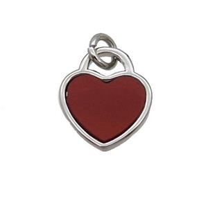 Copper Heart Pendant Pave Red Agate Platinum Plated, approx 12mm [GM19546]