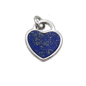 Copper Heart Pendant Pave Blue Lapis Platinum Plated, approx 12mm [GM19547]
