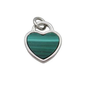 Copper Heart Pendant Pave Malachite Platinum Plated, approx 12mm [GM19548]