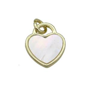 Copper Heart Pendant Pave White Shell Gold Plated, approx 12mm [GM19551]