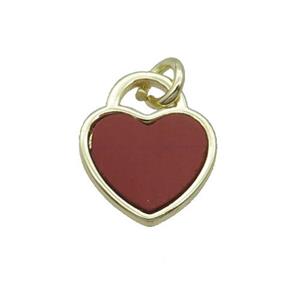 Copper Heart Pendant Pave Red Agate Gold Plated, approx 12mm [GM19553]