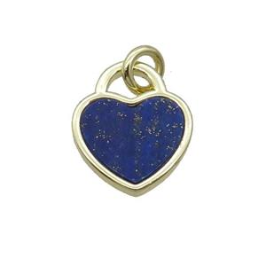Copper Heart Pendant Pave Blue Lapis Gold Plated, approx 12mm [GM19554]