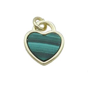 Copper Heart Pendant Pave Malachite Gold Plated, approx 12mm [GM19555]
