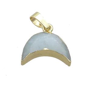 Natural Blue Aquamarine Moon Pendant Gold Plated, approx 13-18mm [GM19578]