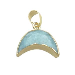 Natural Green Amazonite Moon Pendant Gold Plated, approx 13-18mm [GM19579]